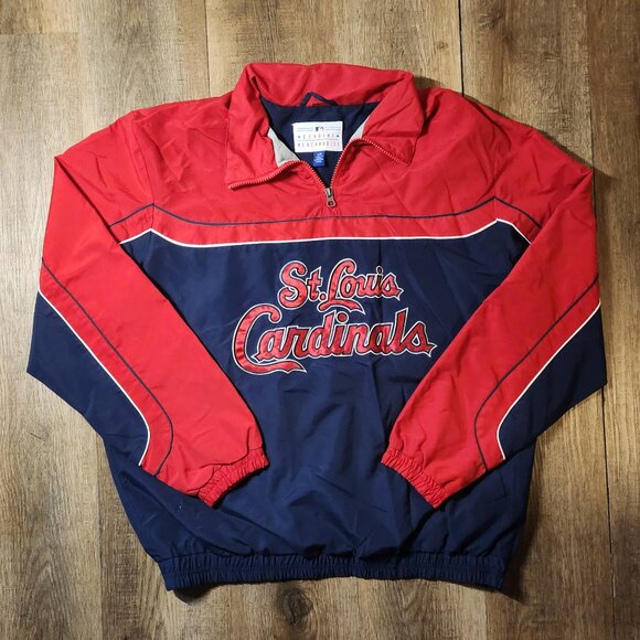 🐦⚾Vtg. MLB St. Louis Cardinals Genuine Merch. Pullover Windbreaker Jacket-L - Picture 1 of 4